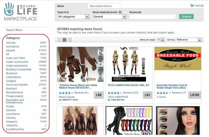 Marketplace listing categories: LL seeling to improve