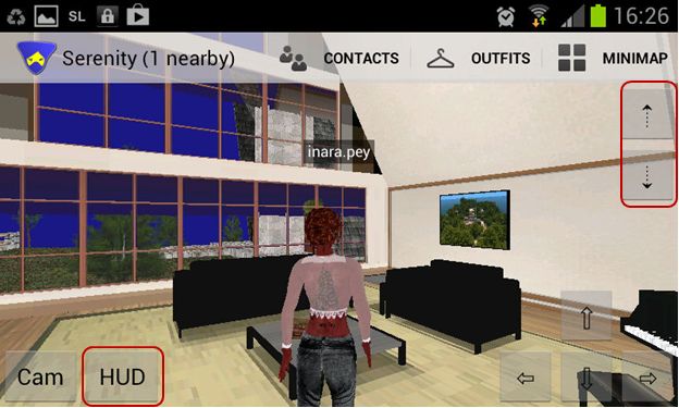 The new Fly buttons (top right) and HUD access button