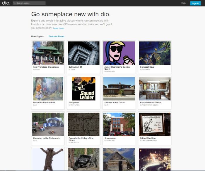 The new Dio website homepage - launched on 29th January (click to enlarge)