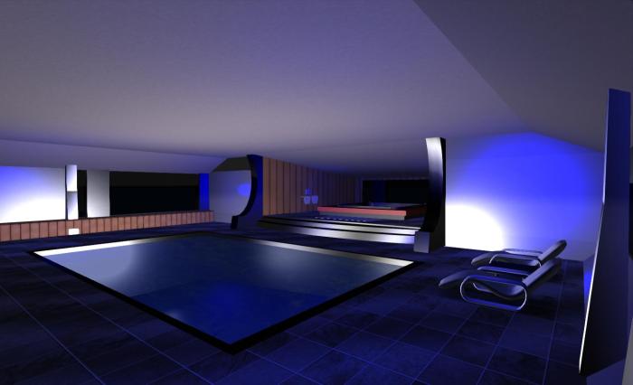 The new, revised pool and jacuzzi