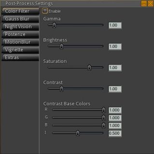 The updates Post-processing effects floater