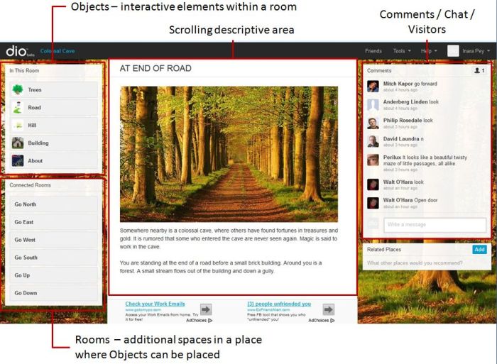 A dio place screen elements