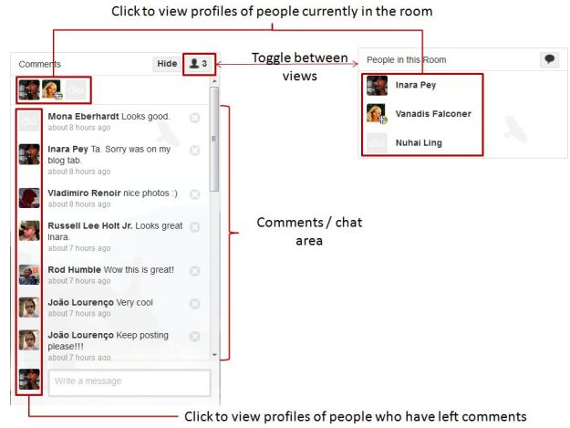 The comments  / people panel