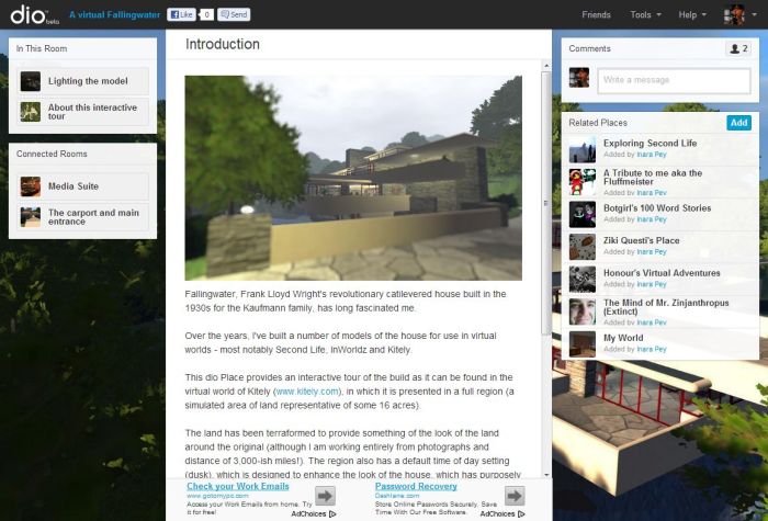 The start of the tour: An introductory page isn't a requirement for a dio place, however, I've included one to give people some background on things.