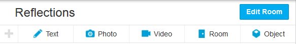 The new buttons options displayed at the top of each room when in edit mode, allowing object, etc., to be added directly to the room.