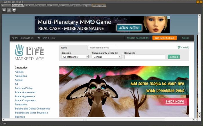 A handy Marketplace tab within Singularity's search options