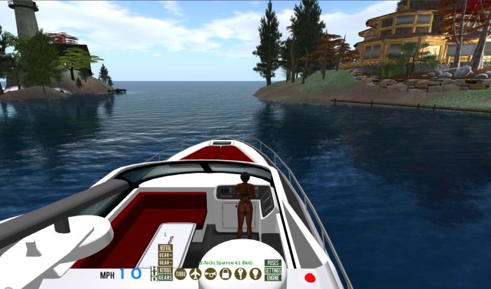 Cruising up towards Second Norway, showing the Sparrow's HUD