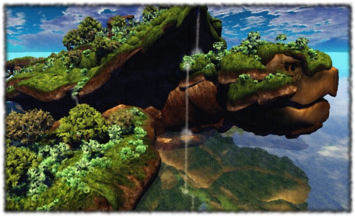 "Later in the day, my oils and canvas were brought ashore and while camp was established, I took myself away to give colour to this wonderful sight...."