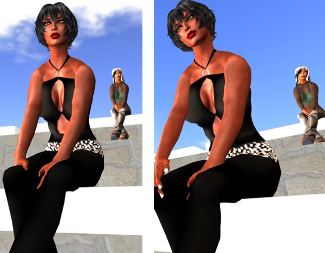 Catznip R8: SSB/A ready: (l) my Alt (at the back), running the SL SSB/A-rady viewer, renders correctly in Catznip R8, while (r) I render correctly in the SL SSB/A-ready viewer