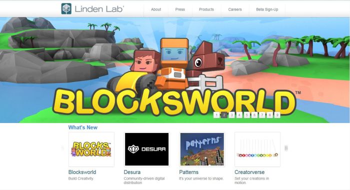 Blocksworld and Desura both now appear on LL's corporate website, with links to introductory pages and their own banners