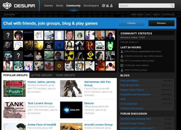 The Desura community pages