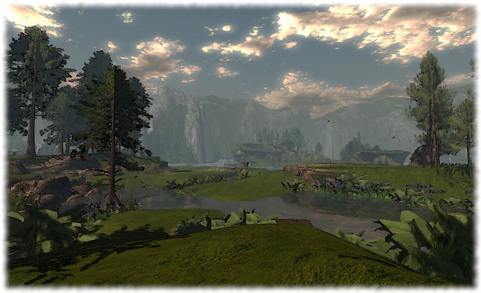 Calas Galadhon: looking from South Farthing toward Eryn Vorn