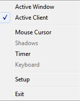 The pop-up menu from the Taskbar icon