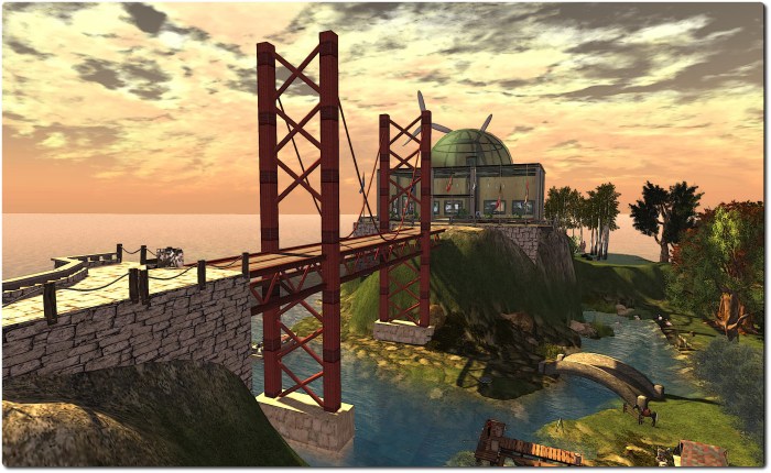 The Portuguese Way: a model of the 25th of April Bridge, one of the world's longest suspension bridges (2.2 km long), with the art centre beyond