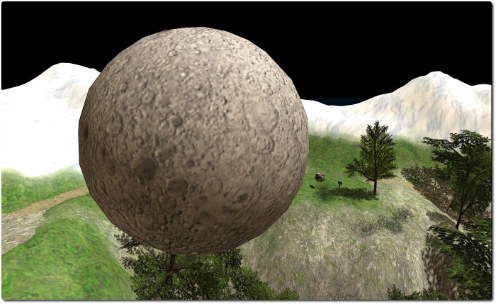 The far side of the Moon (often wrongly referred to as the "dark side" of the Moon) and below, the Earth 