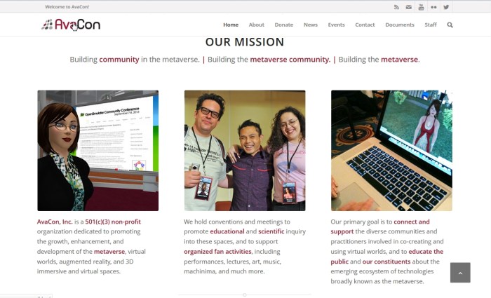 Part of the revamped AvaCon website