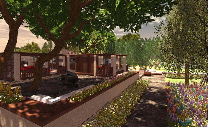 The house and revised garden paving