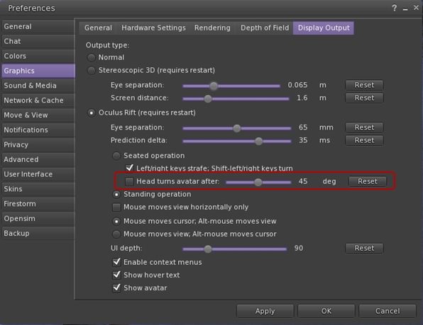 The new option to turn your avatar when seated and using the Oculus Rift headset