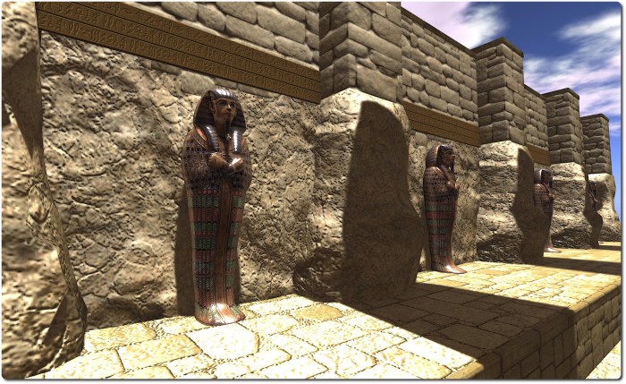 A part of the Eyptian set, which forms a montage of scenes depicting humanity's future, as revealed to Adam by Michael towards the end of the poem