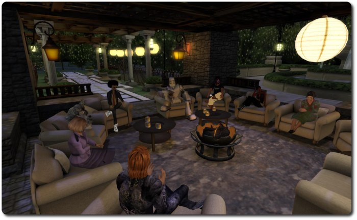 Ebbe Linden (the robot, rear right) and Pete Linden (rear left) meet with a small group of SL users