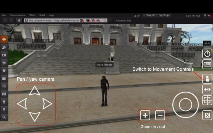 The overlay camera controls for SL Go (click to enlarge)