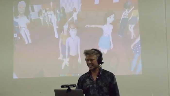 A night club with avatar bots running as assignments across 40 different machines and threaded through the HF servers respond as resonators to the audio stream - and to Philip Rosedale's voice - demonstrate the distributed computing approach taken by HF 