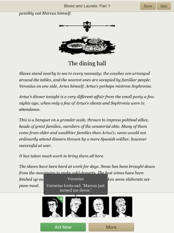 A page from Blood & Laurels (via the App Store)