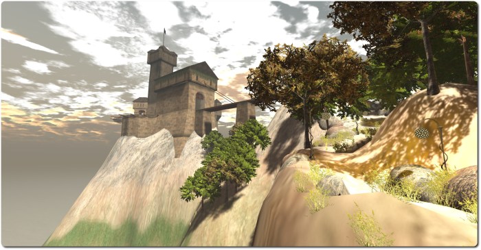 The Baronial Castle and hillside path