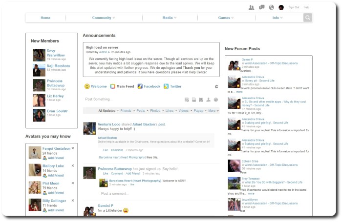 The ASN main page, sans advertising