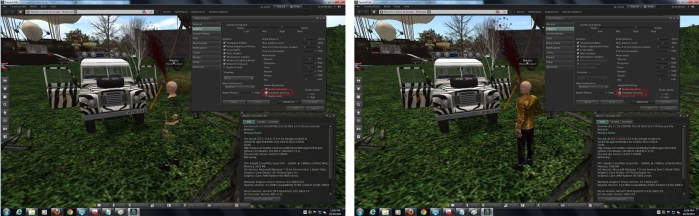 The  AMD Catalyst™ drivers (1.4.9.2 onwards) rigged mesh rendering problems as a result of changing openGL support within the drivers (image courtesy of Maestro Linden, click for full-size) 
