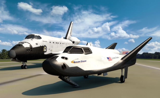 The Dream chaser alongside NASA's space shuttle Atlantis, which carried out the last Hubble Space Telescope servicing mission in 2009