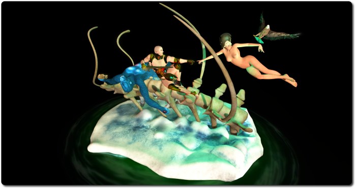 Jipe Loon's Baculum Murder, a piece the artist suggests has many interpretations: physcial transcendence; spiritual transcendence; genetic transcendence, and more - you determine what it may mean to you