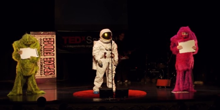 Rony Abovitz (in the space suit) and friends appearing at TEDx Sarasota event in December 2012 - still generating a "Wut?" response in many people today