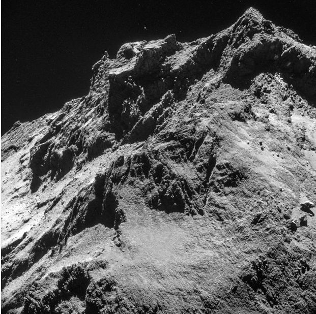Philae's first look at 67P/C-G, taken from an altitude of 10km above the comet, just after separation from Rosetta