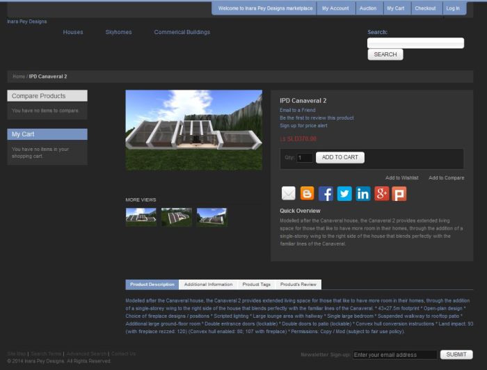 A completed store listing, as it appears in the default store layout