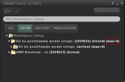 Stock levels of limited quantity, No Copy items can be monitored through the Marketplace Listing panel as sales are made