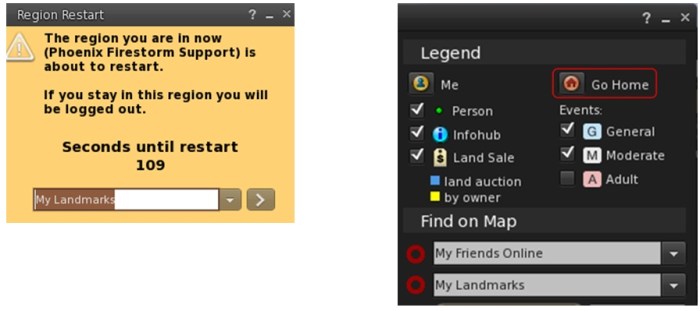 The region restart pop-up warning now includes a teleport option; and the Home button on the World Map legend has been re-named "Go Home" to make its function clearer