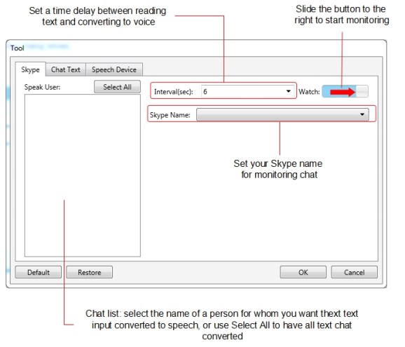 Idobata 2's Skype configuration panel