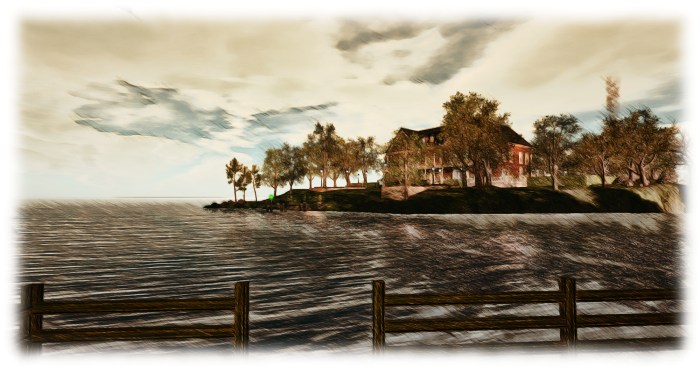 Explore the Great Gatsby - the Buchanan's mansion and pier with its green light from Gatsby's estate: "“I thought of Gatsby's wonder when he first picked out the green light at the end of Daisy's dock. He had come a long way to this lawn and his dream must have seemed so close that he could hardly fail to grasp it. He did not know that it was already behind him." 