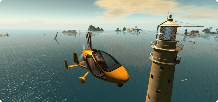 The Piaggio RR39F Orion - flying past a familiar landmark on Blake Sea