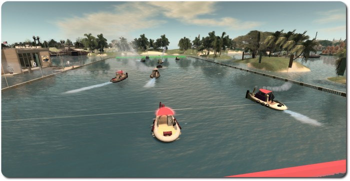 And they're off! Tugby sees two teams of little tugboats engaged in a rugby-like game