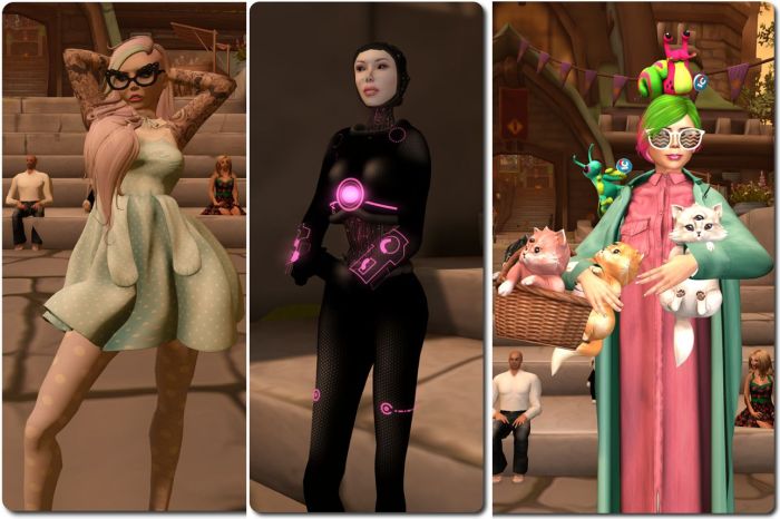 Three of the early arrivals, Ziola (l), Shaman (c) and the ever colourful (and this time very tall!) Torley Linden