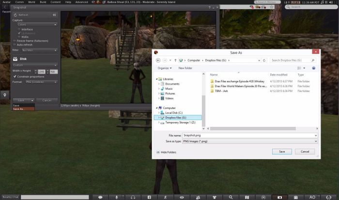Frame can connect to your Dropbox account, if you have one, allowing you to save chat logs, snapshots, etc there for ease of later retrieveal