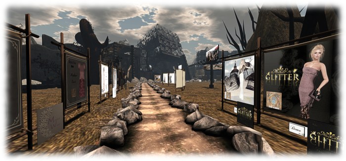 the Fashion for Food event area recreates an Earthquake shattered environment to help people better understand the devastation wrought in Nepal 