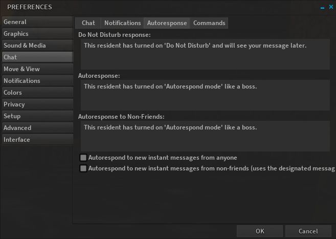 Alchemy's new Auto Response tab in Preferences > Chat