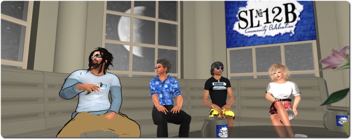 Drax, Danger Linden, Troy Linden and Saffia at the Meet the Lindens at SL12B