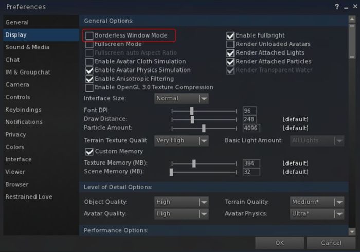 The borderless window option with expand the viewer window to your full screen size, hiding the top bar and borders