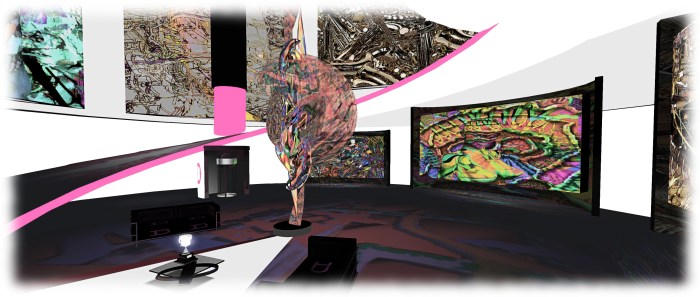 The Lipstick Tower in features (among other things) a display of art by SL artist jjccc Coronet