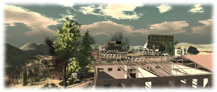 The constructions set and the stage beyond, just before the MadPea auction opened on Friday, September 25th