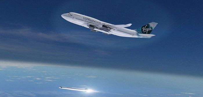 An artist's impression of Cosmic Girl, as it is expected to look in its Virgin Galactic livery, having just released a LauncherOne vehicle 